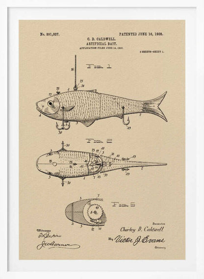 Artificial Bait Patent 1908 - Poster / Art Print