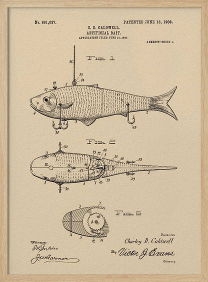 Artificial Bait Patent 1908 - Poster / Art Print