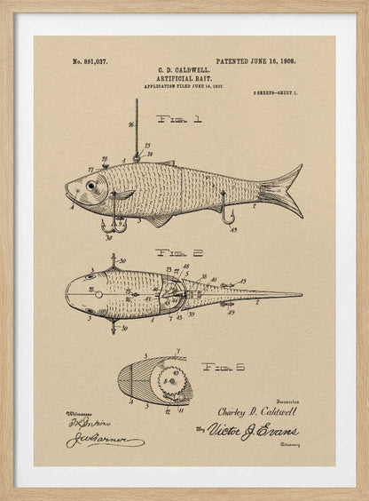 Artificial Bait Patent 1908 - Poster / Art Print