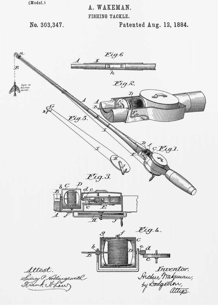 Fishing Tackle Patent 1884 - Poster / Art Print