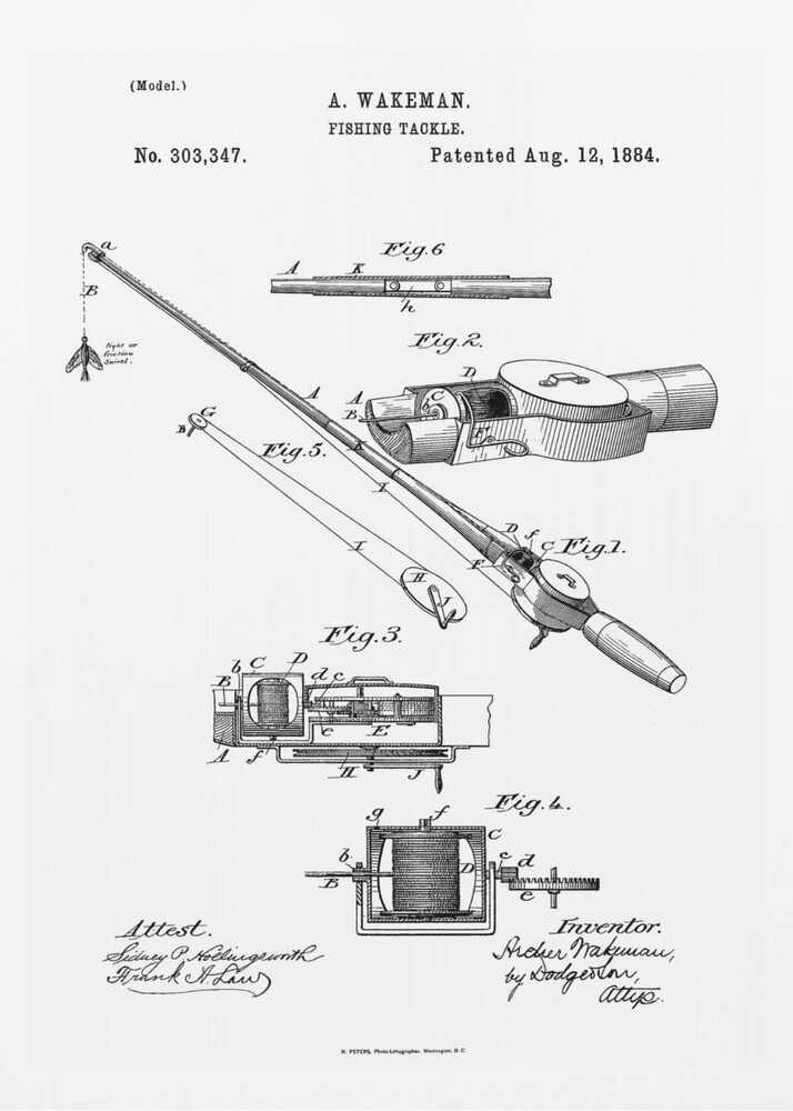 Fishing Tackle Patent 1884 - Poster / Art Print