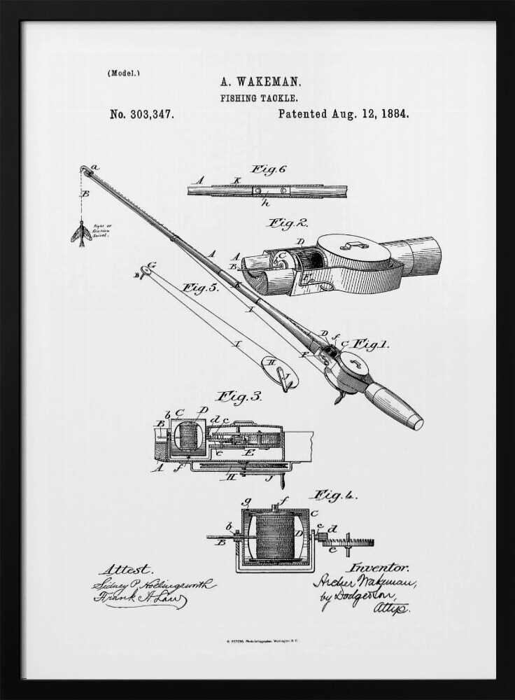 Fishing Tackle Patent 1884 - Poster / Art Print