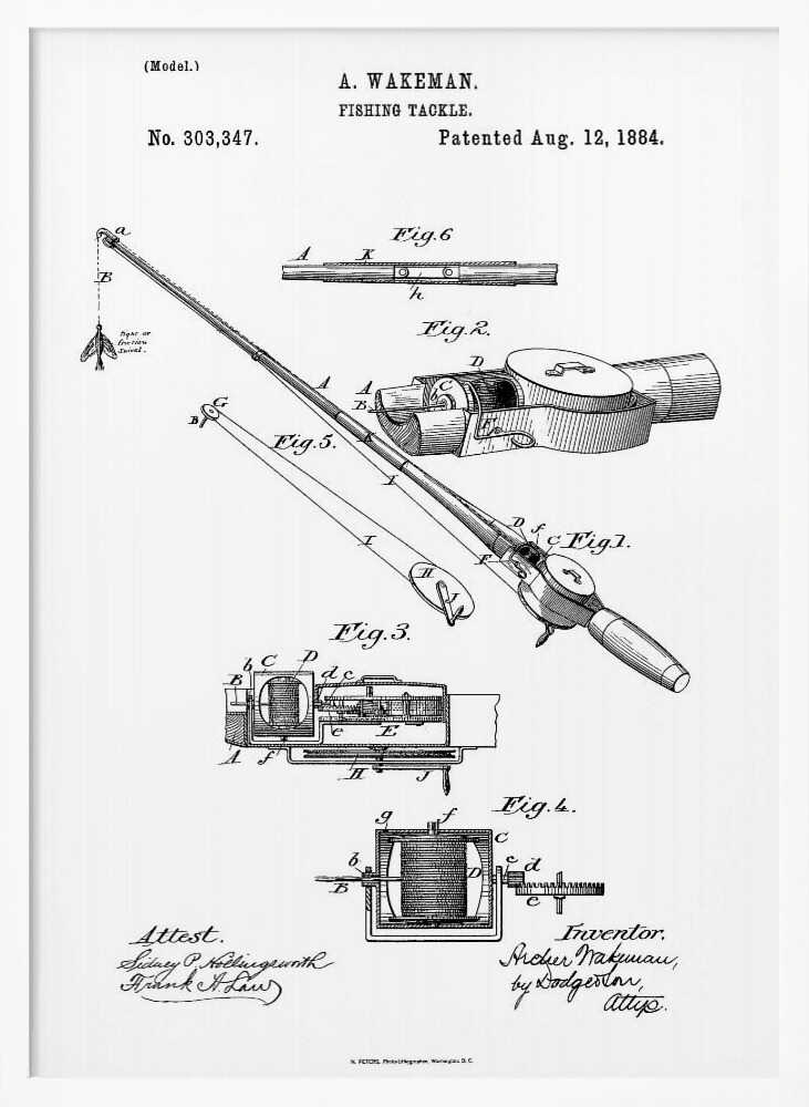 Fishing Tackle Patent 1884 - Poster / Art Print