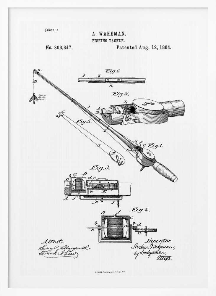 Fishing Tackle Patent 1884 - Poster / Art Print