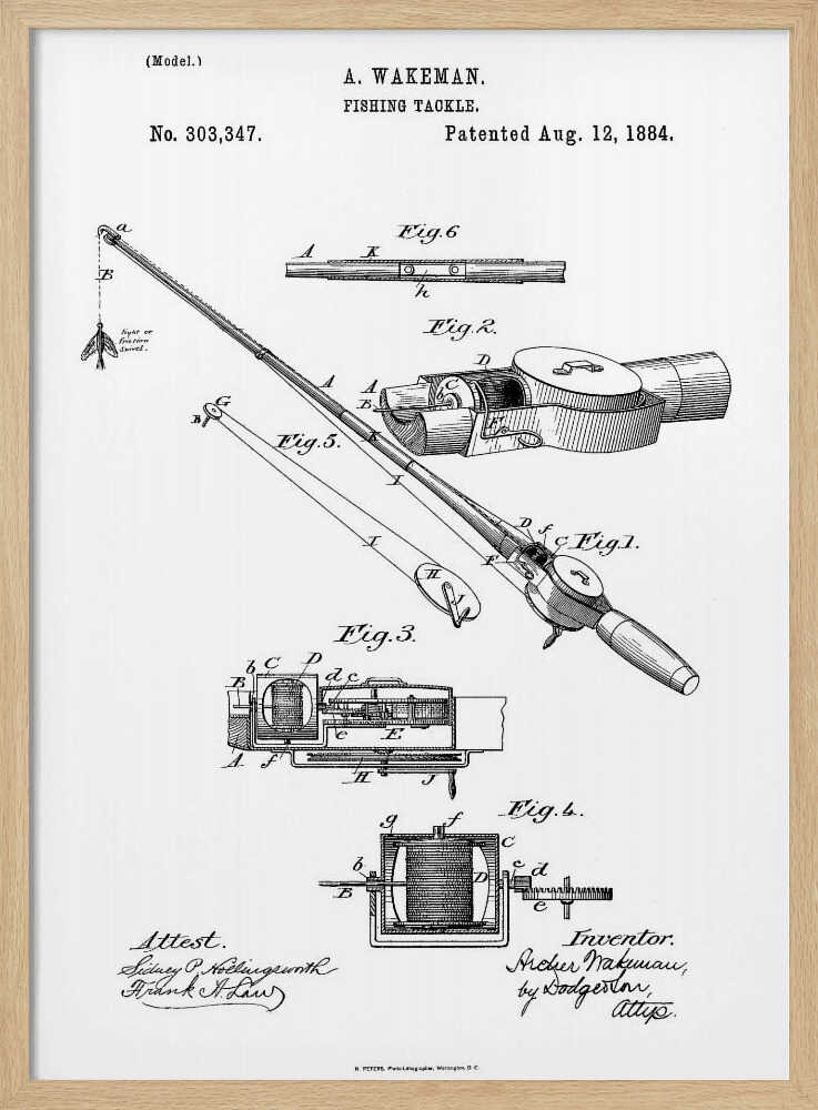 Fishing Tackle Patent 1884 - Poster / Art Print