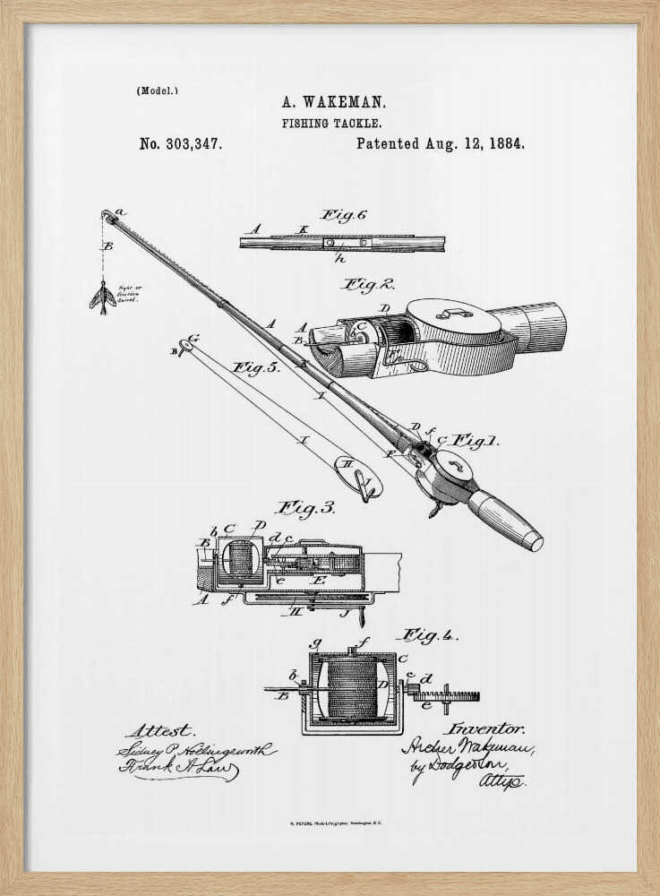 Fishing Tackle Patent 1884 - Poster / Art Print