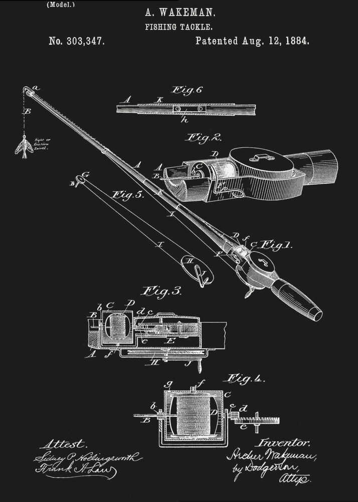 Fishing Tackle Patent 1884 - Poster / Art Print
