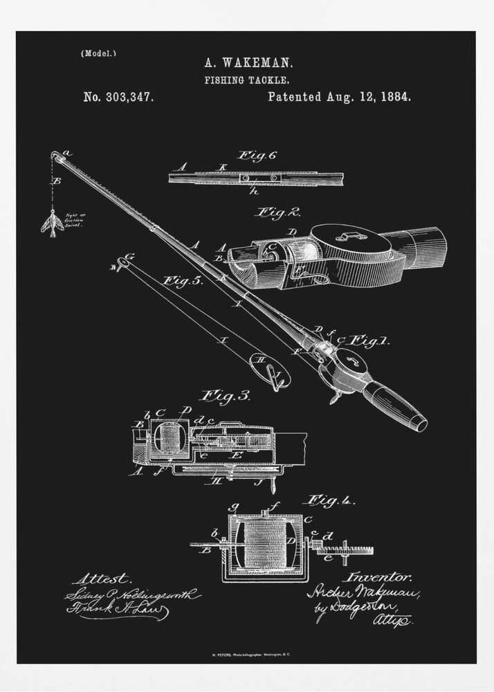 Fishing Tackle Patent 1884 - Poster / Art Print