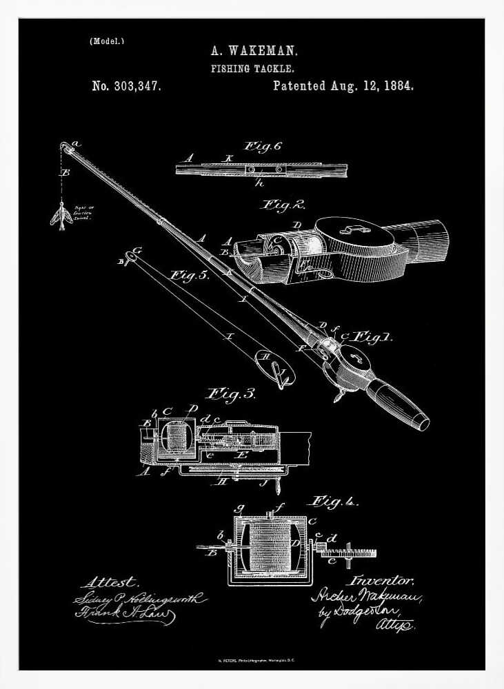 Fishing Tackle Patent 1884 - Poster / Art Print