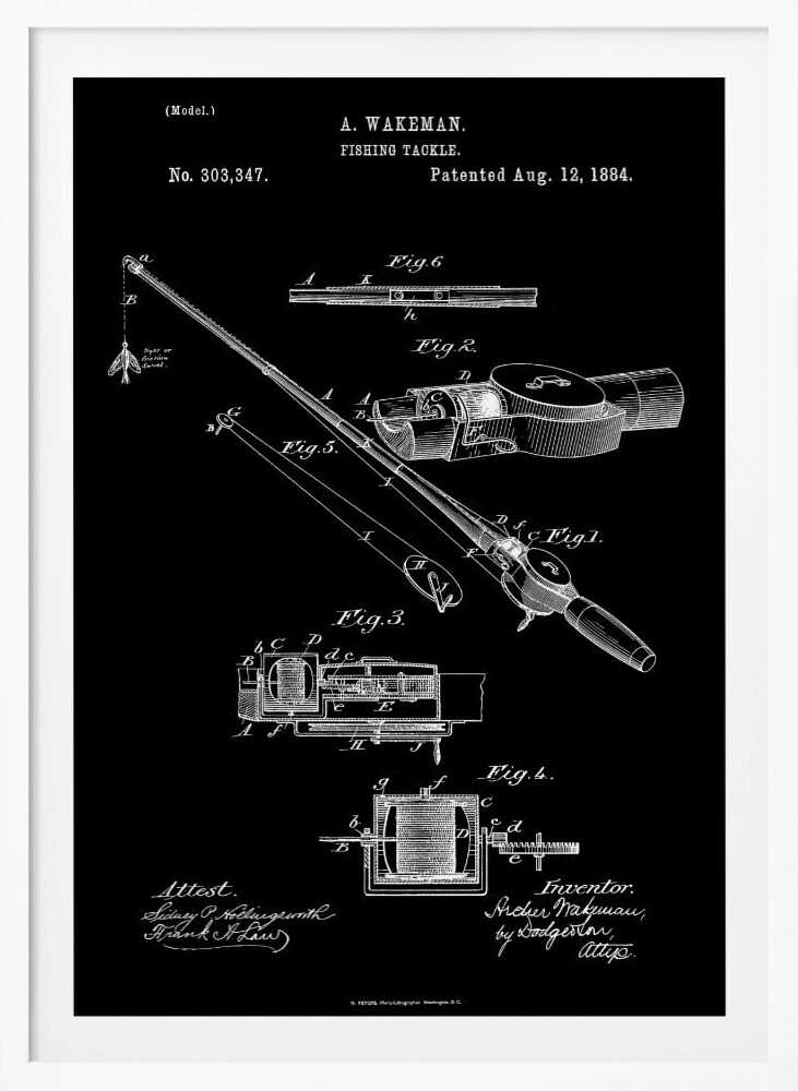 Fishing Tackle Patent 1884 - Poster / Art Print