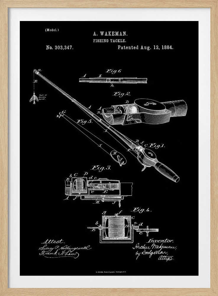 Fishing Tackle Patent 1884 - Poster / Art Print