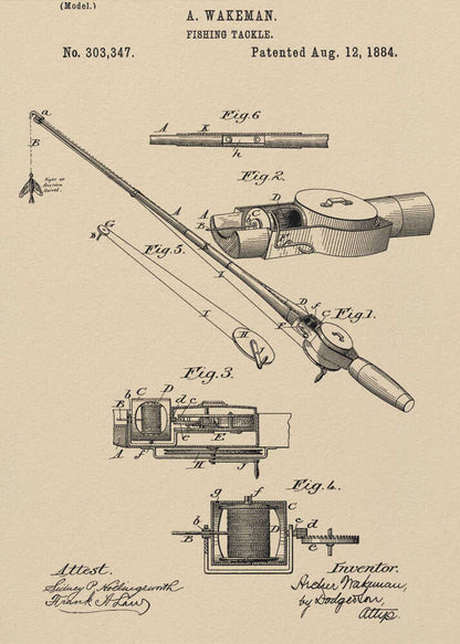 Fishing Tackle Patent 1884 - Poster / Art Print