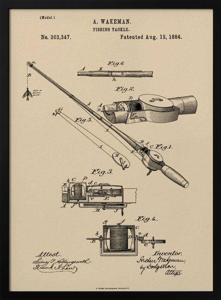 Fishing Tackle Patent 1884 - Poster / Art Print