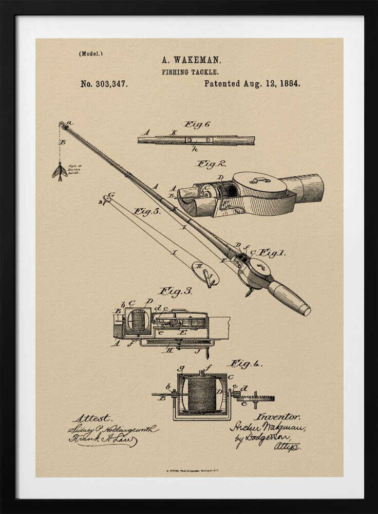 Fishing Tackle Patent 1884 - Poster / Art Print