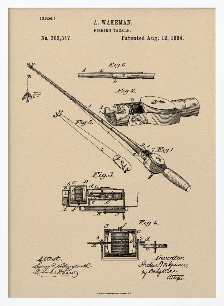 Fishing Tackle Patent 1884 - Poster / Art Print