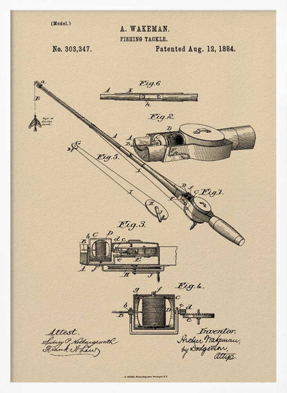 Fishing Tackle Patent 1884 - Poster / Art Print