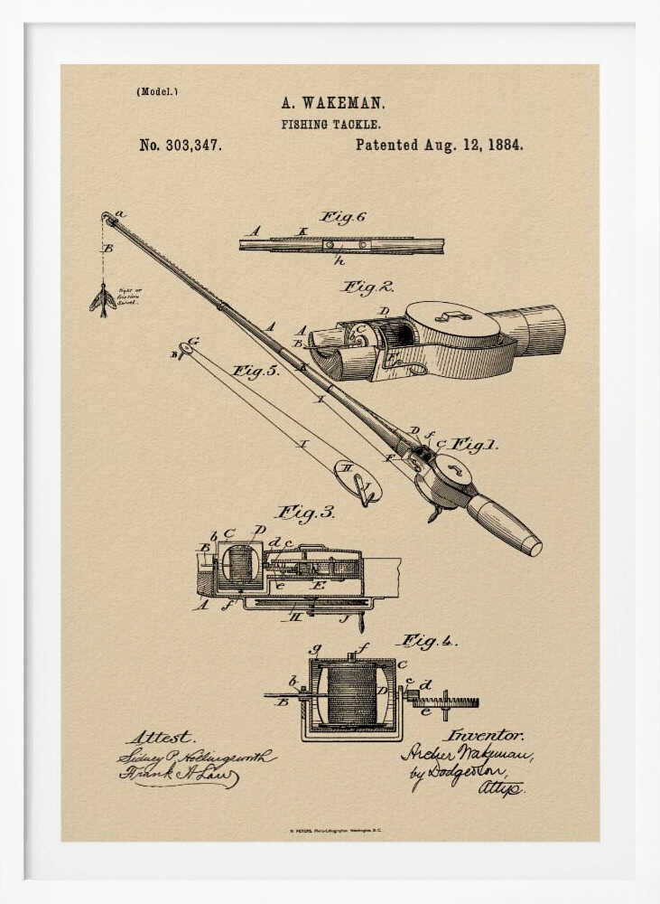 Fishing Tackle Patent 1884 - Poster / Art Print