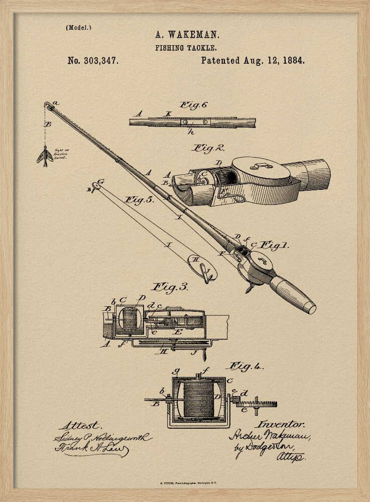 Fishing Tackle Patent 1884 - Poster / Art Print