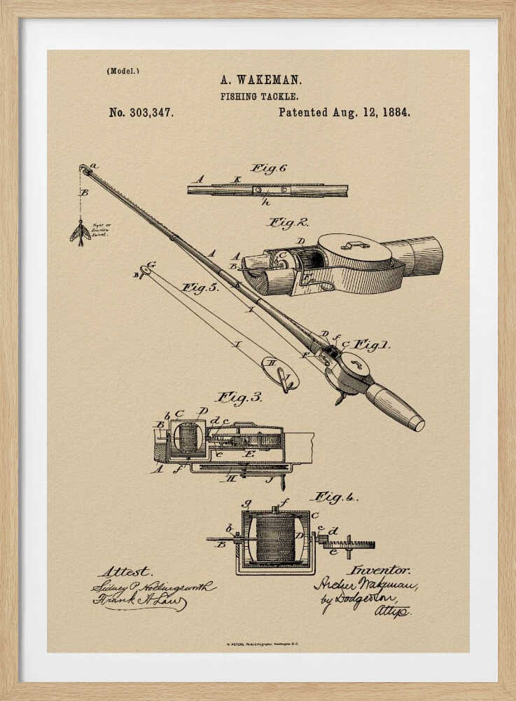 Fishing Tackle Patent 1884 - Poster / Art Print