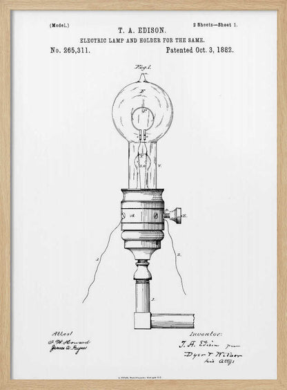 Electric Lamp Patent 1882 - Poster / Art Print