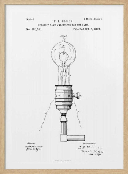 Electric Lamp Patent 1882 - Poster / Art Print