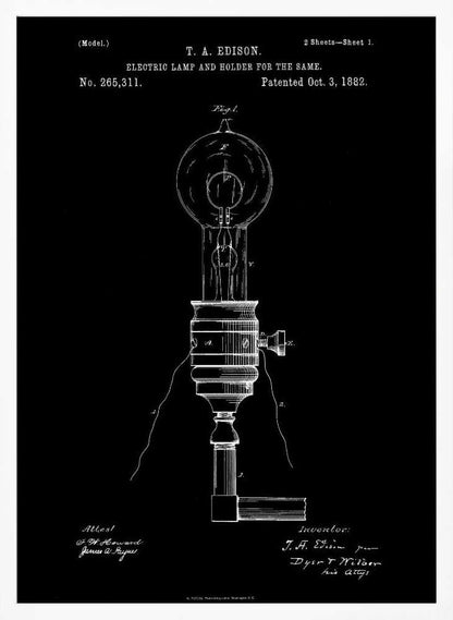 Electric Lamp Patent 1882 - Poster / Art Print