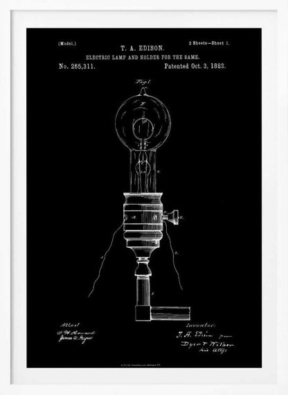 Electric Lamp Patent 1882 - Poster / Art Print