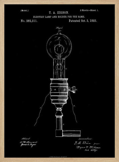 Electric Lamp Patent 1882 - Poster / Art Print