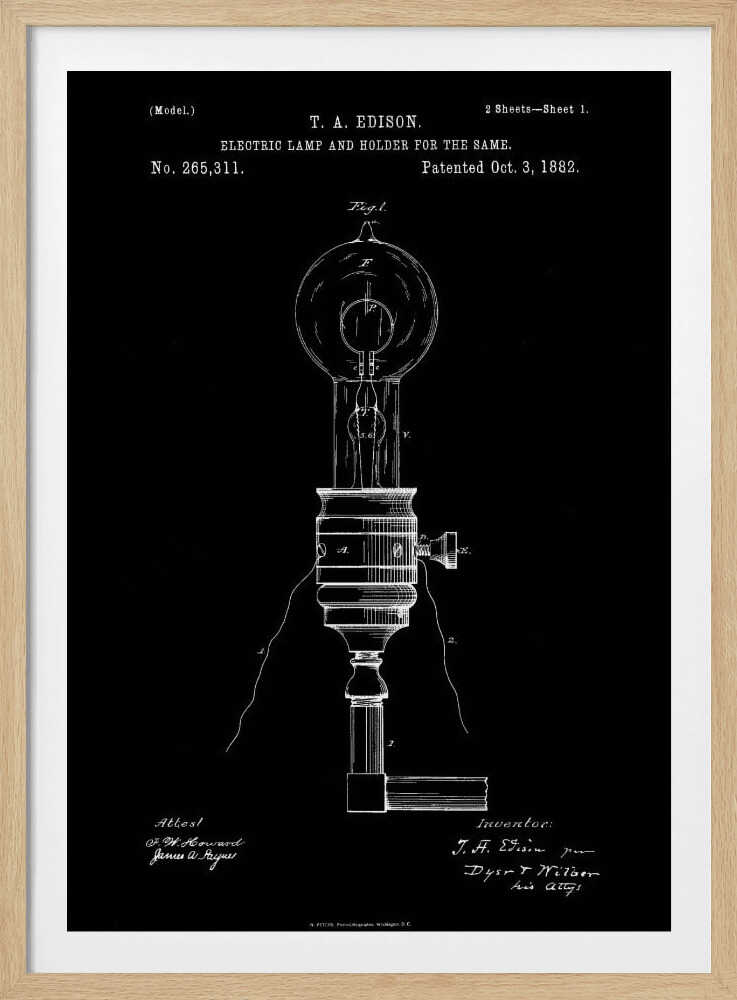 Electric Lamp Patent 1882 - Poster / Art Print