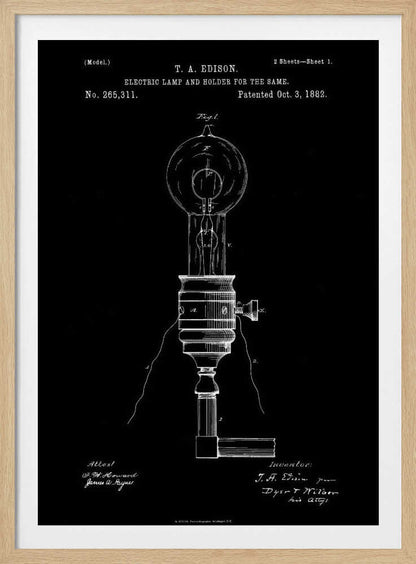 Electric Lamp Patent 1882 - Poster / Art Print
