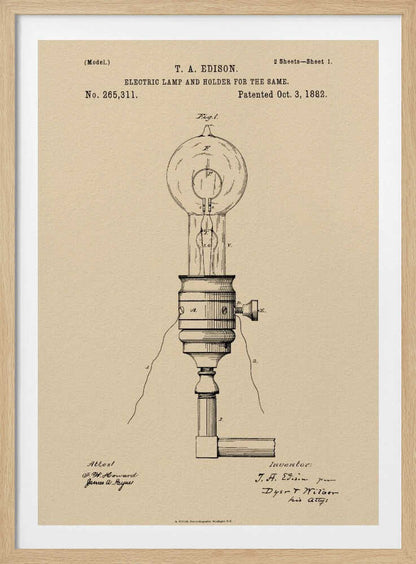 Electric Lamp Patent 1882 - Poster / Art Print