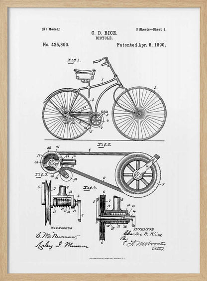 Bicycle Patent 1890 - Poster / Art Print