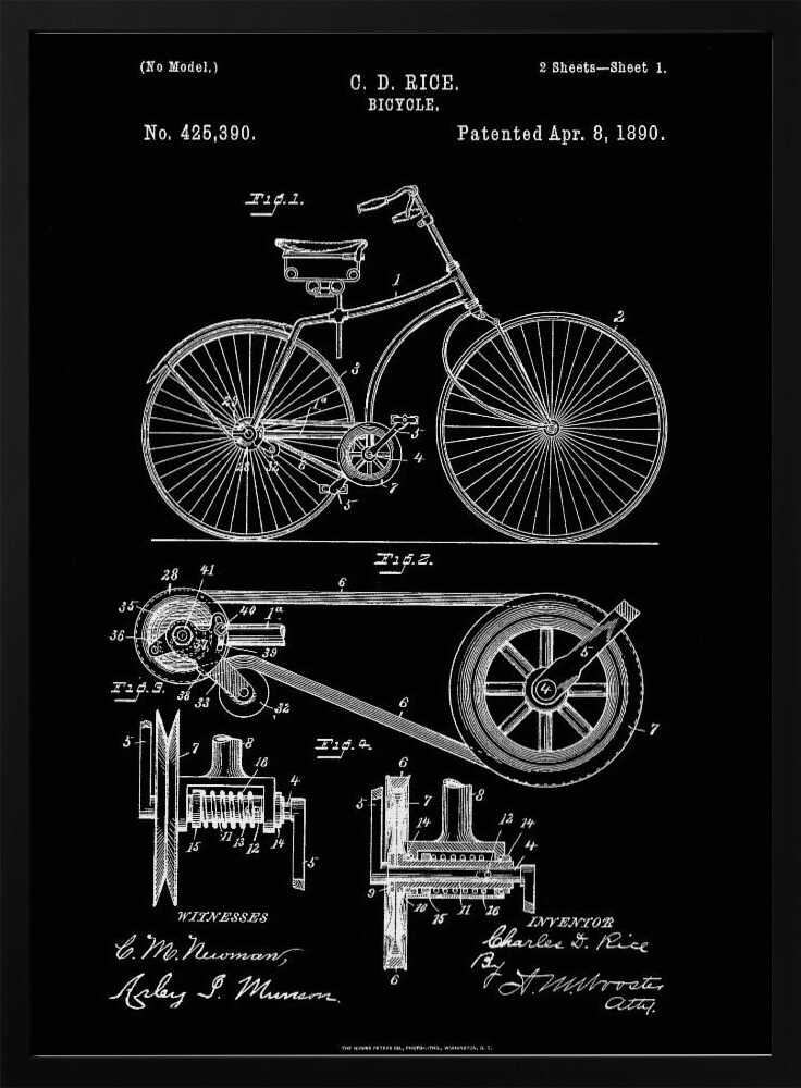 Bicycle Patent 1890 - Poster / Art Print
