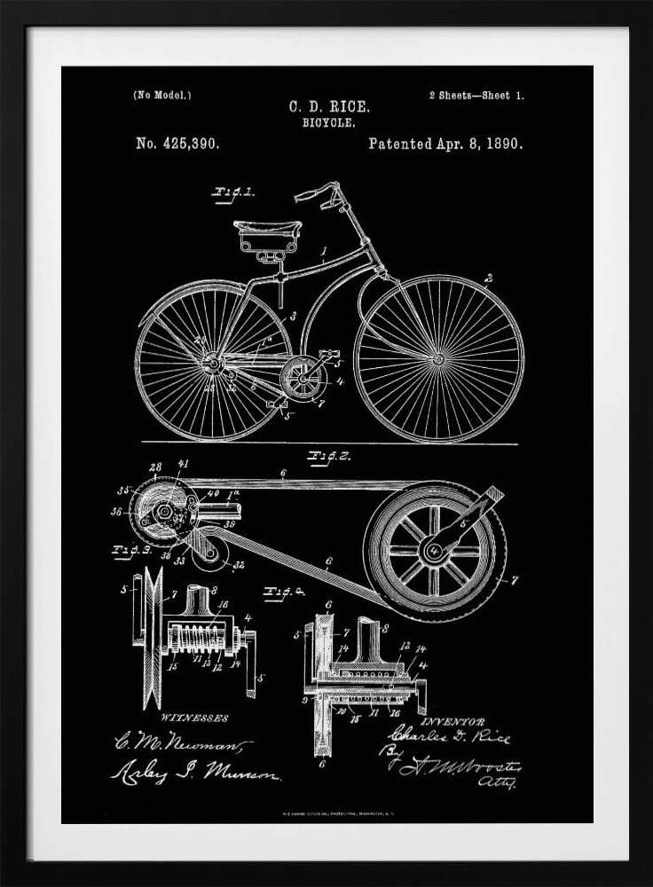 Bicycle Patent 1890 - Poster / Art Print