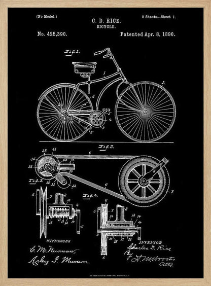 Bicycle Patent 1890 - Poster / Art Print