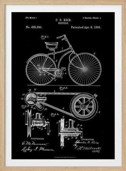 Bicycle Patent 1890 - Poster / Art Print