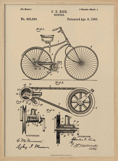 Bicycle Patent 1890 - Poster / Art Print