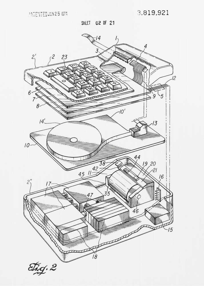 Electronic Calculator Patent 1974 - Poster / Art Print