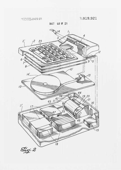 Electronic Calculator Patent 1974 - Poster / Art Print