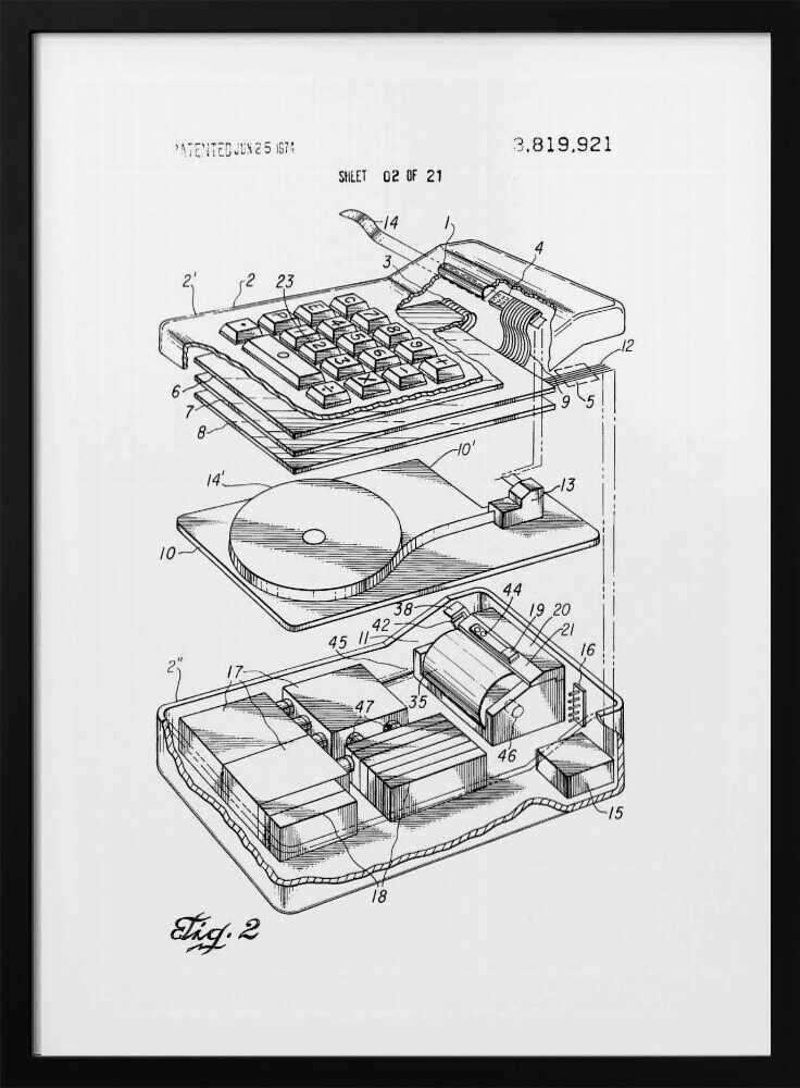 Electronic Calculator Patent 1974 - Poster / Art Print