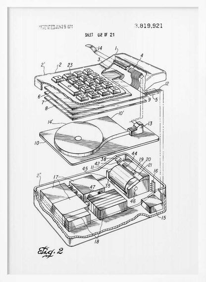Electronic Calculator Patent 1974 - Poster / Art Print