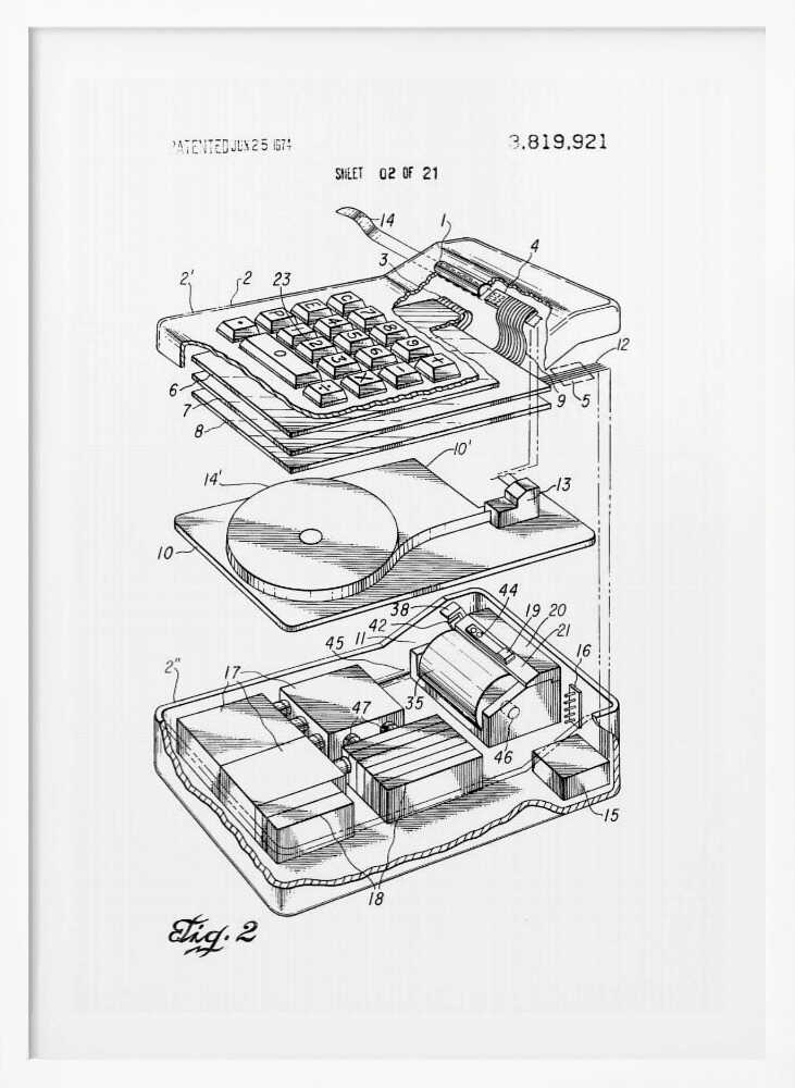 Electronic Calculator Patent 1974 - Poster / Art Print