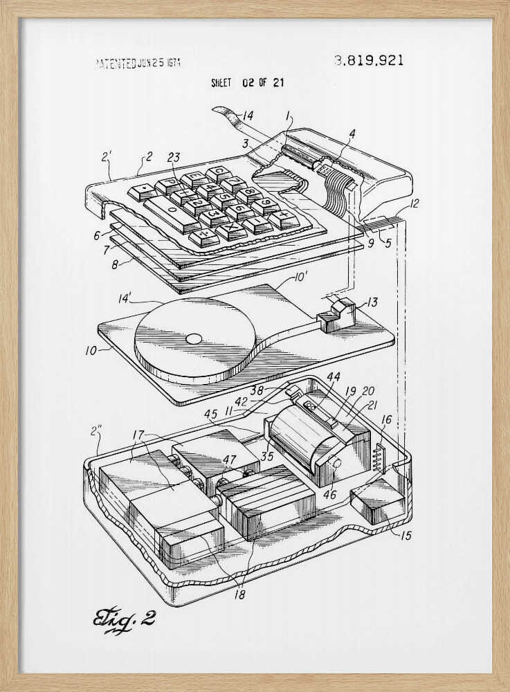 Electronic Calculator Patent 1974 - Poster / Art Print