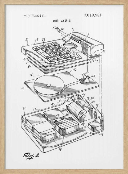 Electronic Calculator Patent 1974 - Poster / Art Print