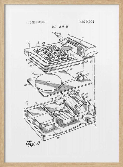 Electronic Calculator Patent 1974 - Poster / Art Print