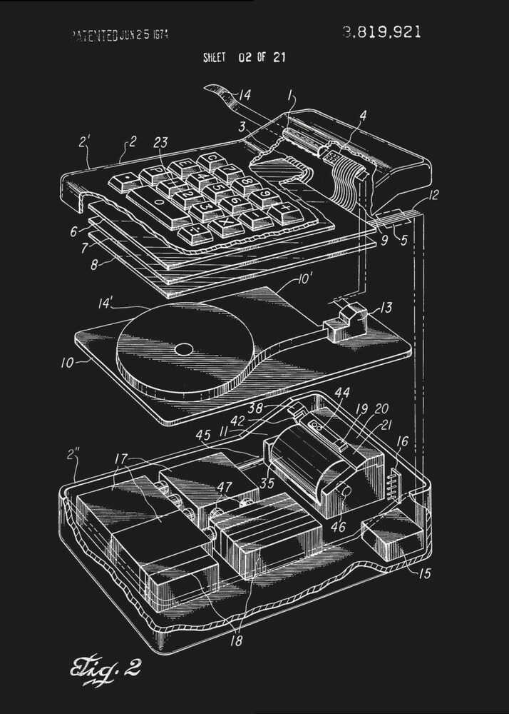 Electronic Calculator Patent 1974 - Poster / Art Print