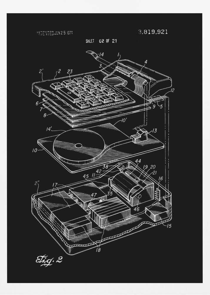 Electronic Calculator Patent 1974 - Poster / Art Print