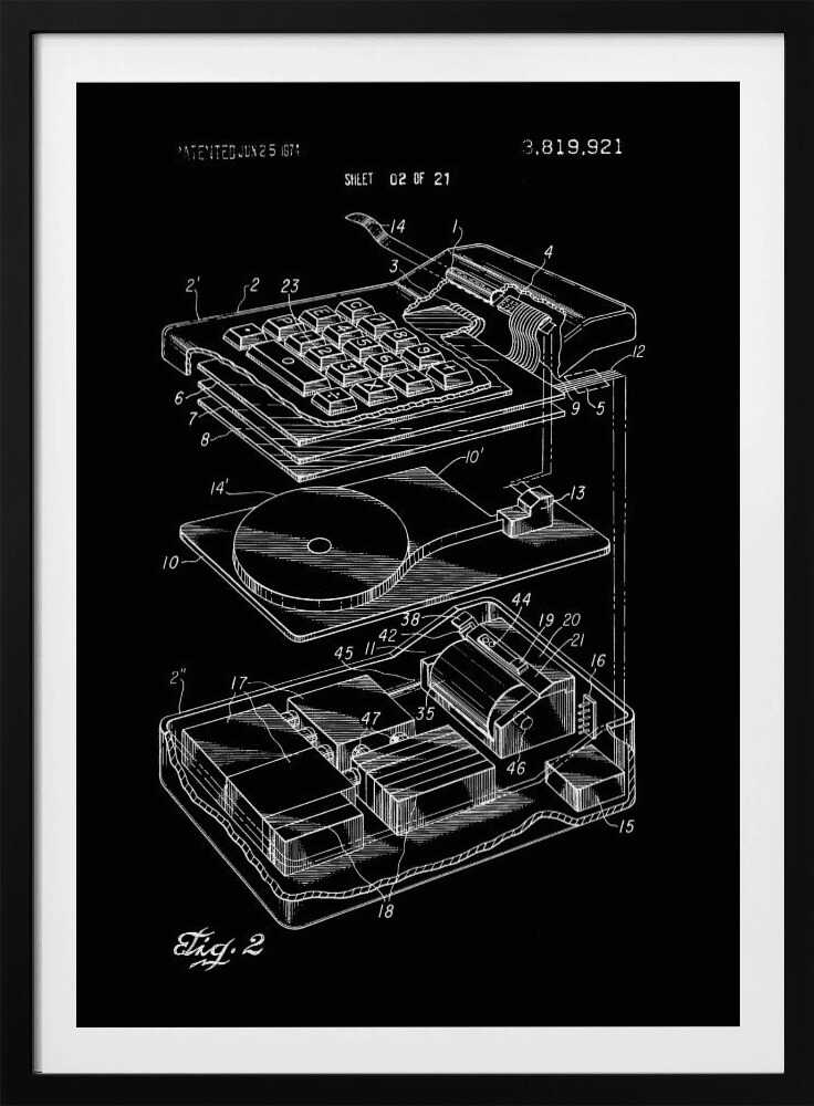 Electronic Calculator Patent 1974 - Poster / Art Print