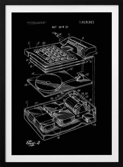 Electronic Calculator Patent 1974 - Poster / Art Print