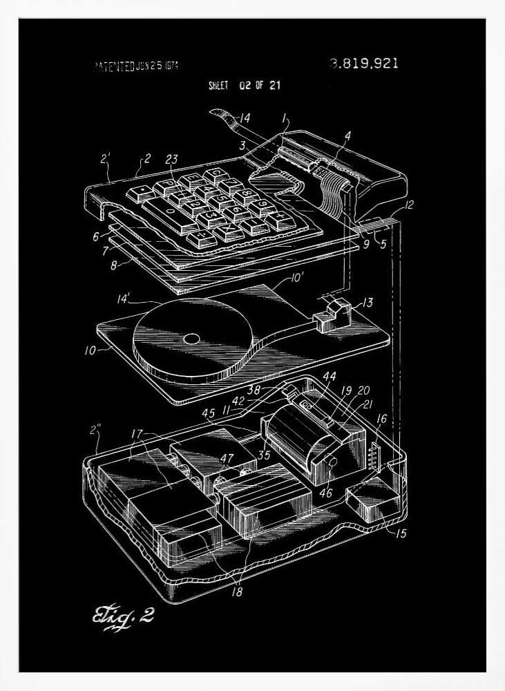 Electronic Calculator Patent 1974 - Poster / Art Print